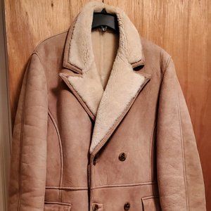 Vintage 60s-70s Bert Paley Ltd. Tan Sheepskin & Shearling Fur Long Coat; Sz. 46